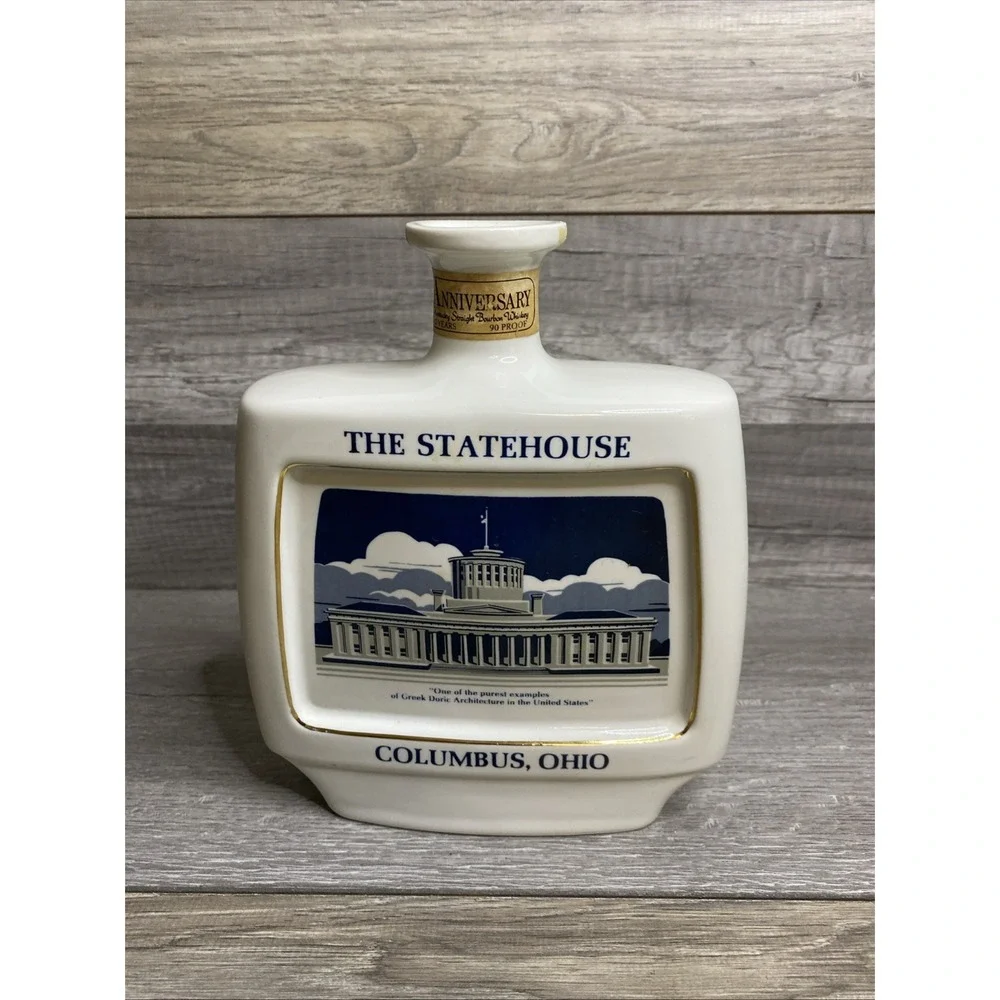 Vintage Bourbon Decanter The Statehouse Columbus Ohio 1973 Empty Missing Top